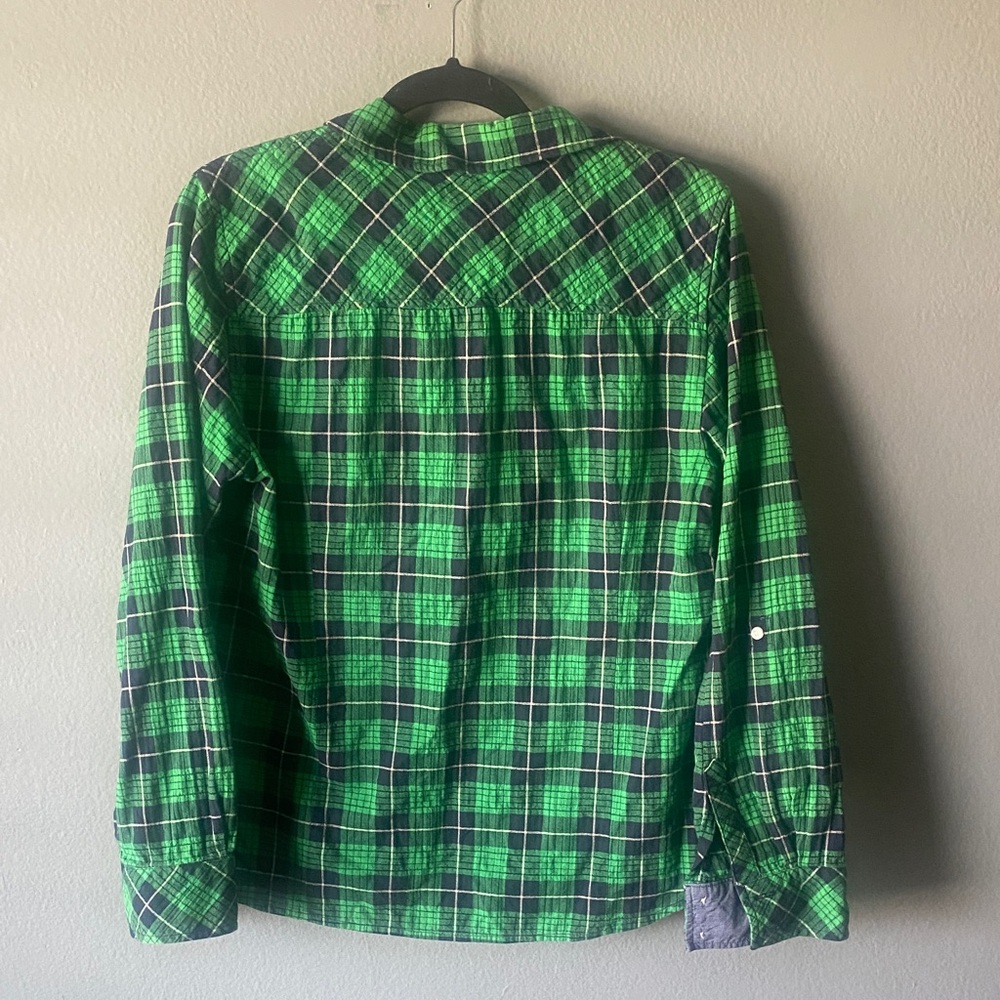 Tommy Hilfiger Green and Navy Plaid Button-Down Shirt - Picture 8 of 10